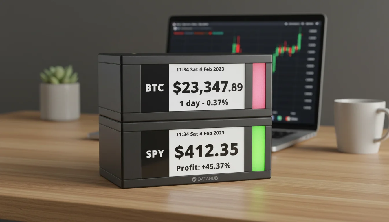 TickrMeter on a trading desk setup providing real-time stock and crypto market data for traders